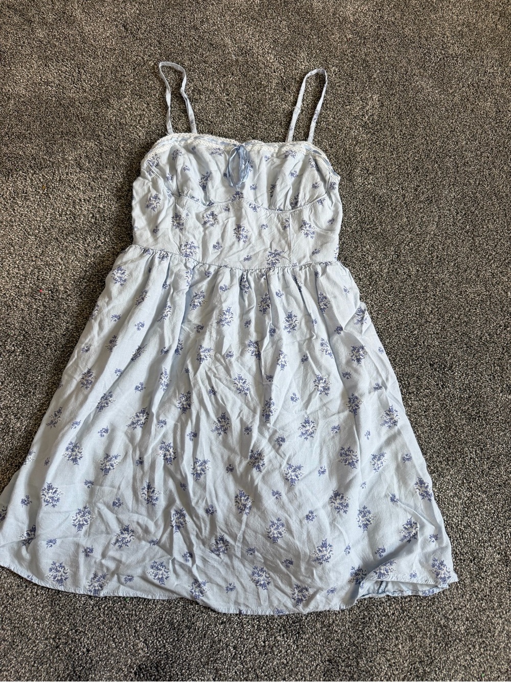 Aeropostale Women’s Size S Light Blue Floral Spaghetti Strap Mini Sundress